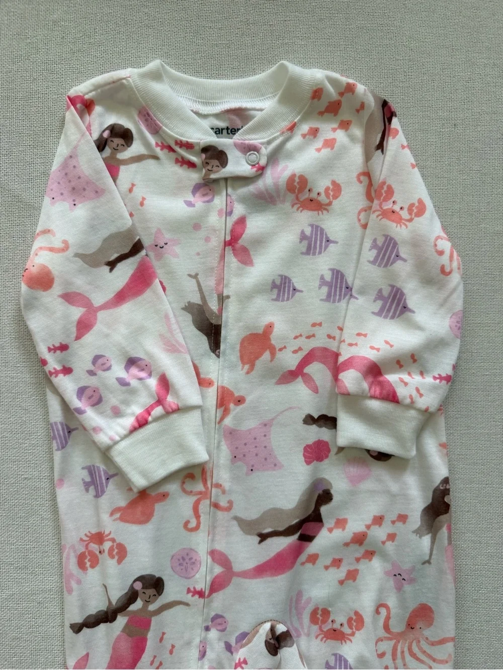 Carters Mermaid Fish Print Long Sleeve Footed Pajama Set Lot of 2 12 Months